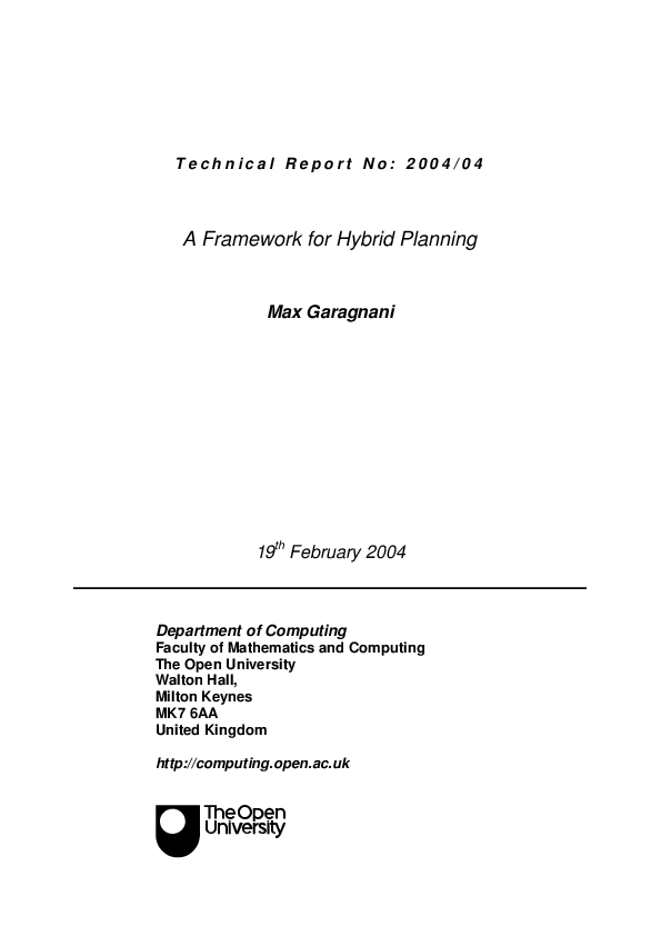 (PDF) A Framework for Hybrid Planning