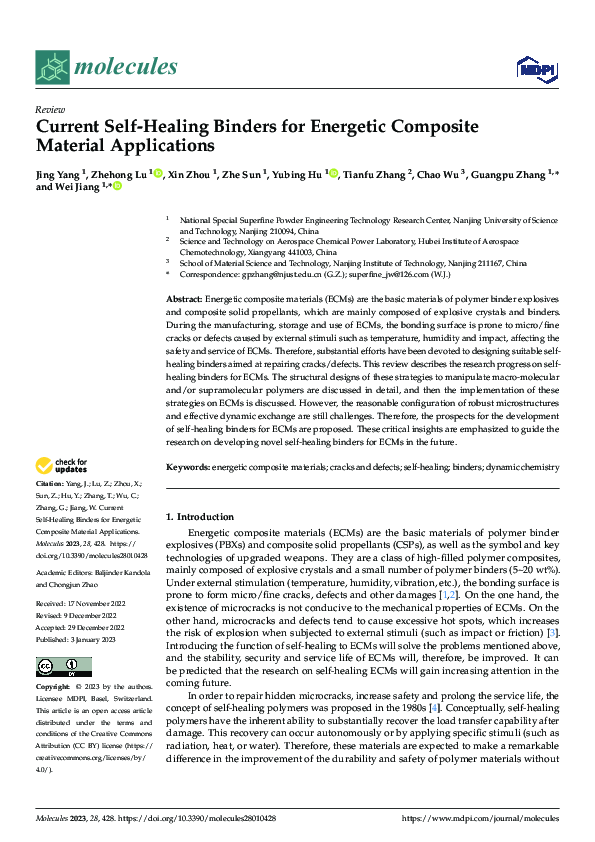 (PDF) Current Self-Healing Binders for Energetic Composite Material ...