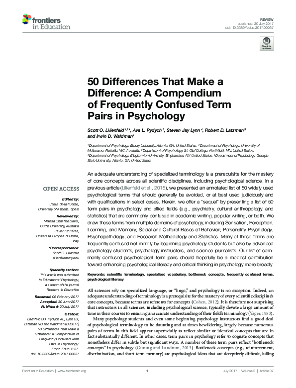 (PDF) 50 Differences That Make a Difference: A Compendium of Frequently ...