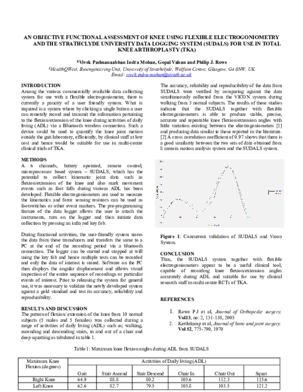 (PDF) An Objective Functional Assessment of Knee Using Flexible ...