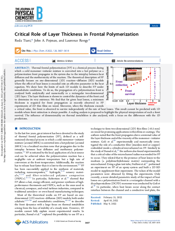 (PDF) Critical Role of Layer Thickness in Frontal Polymerization
