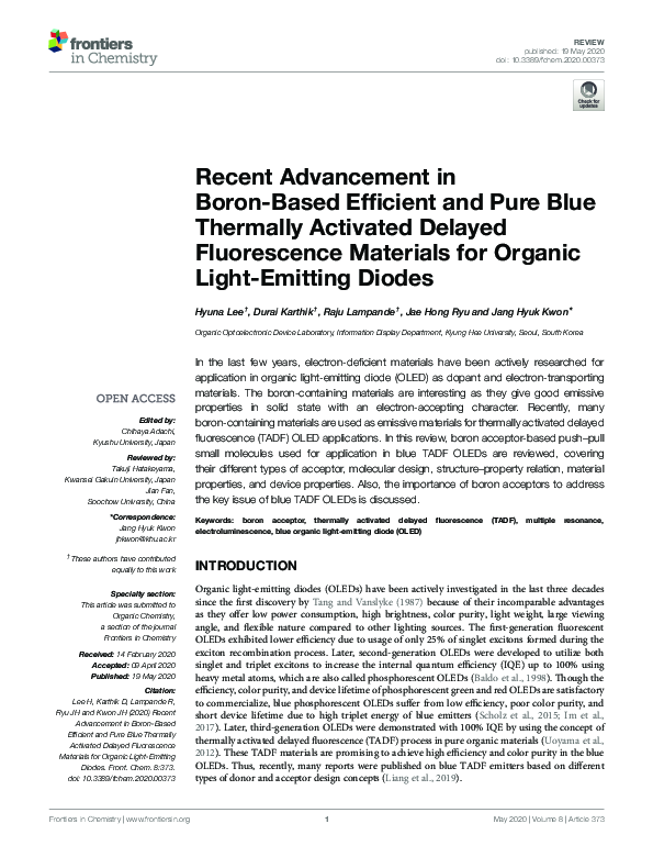 (PDF) Recent Advancement in Boron-Based Efficient and Pure Blue ...