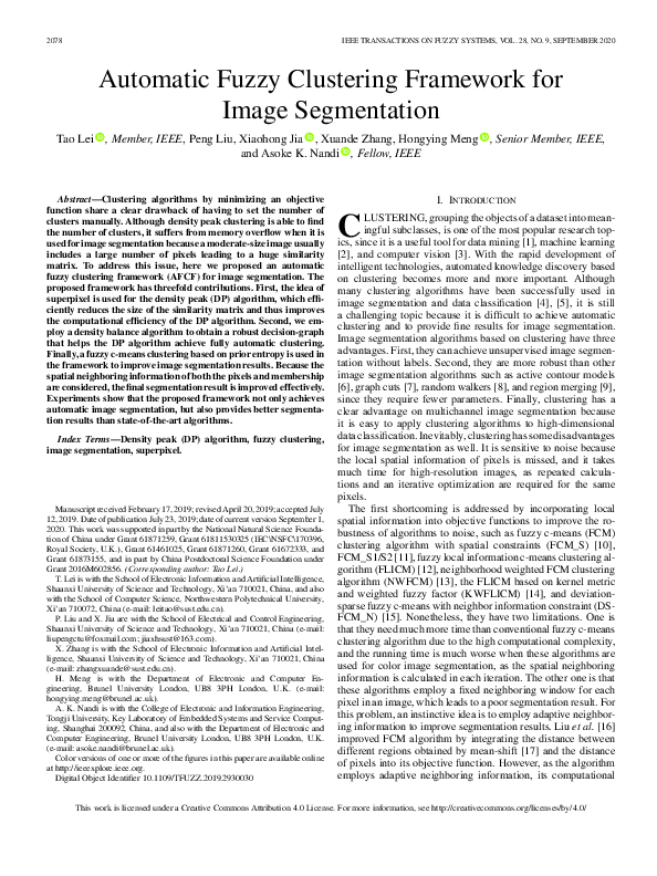 (PDF) Automatic Fuzzy Clustering Framework for Image Segmentation