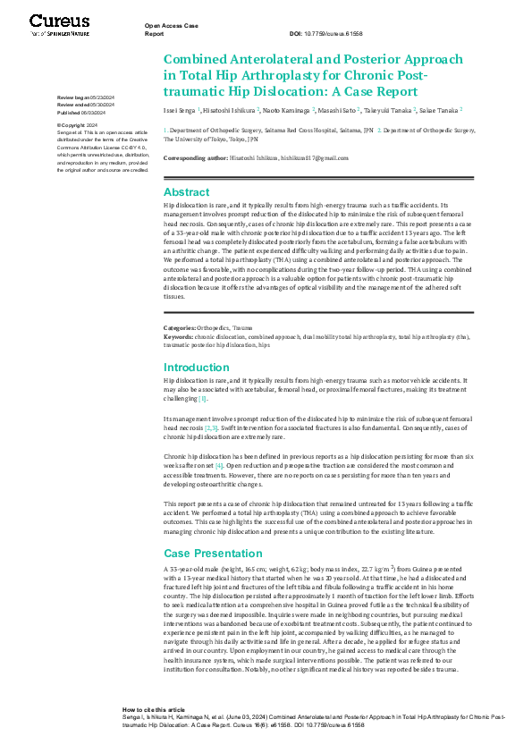 (PDF) Combined Anterolateral and Posterior Approach in Total Hip ...