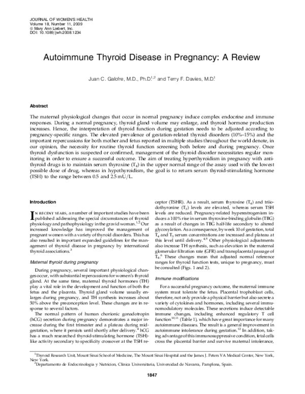 (PDF) Autoimmune Thyroid Disease in Pregnancy: A Review
