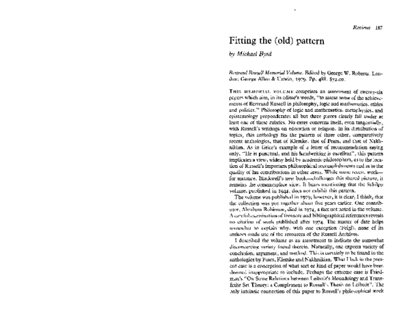 (PDF) Fitting the (Old) Pattern [review of George Roberts, ed ...