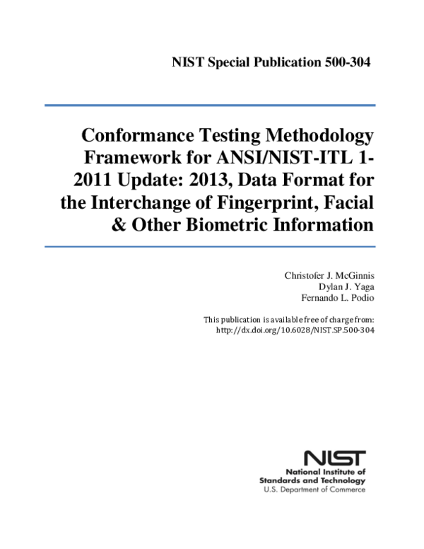 (PDF) Conformance Testing Methodology Framework for ANSI/NIST-ITL 1 ...