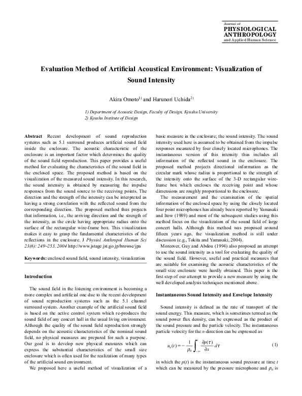 (PDF) Evaluation Method of Artificial Acoustical Environment ...