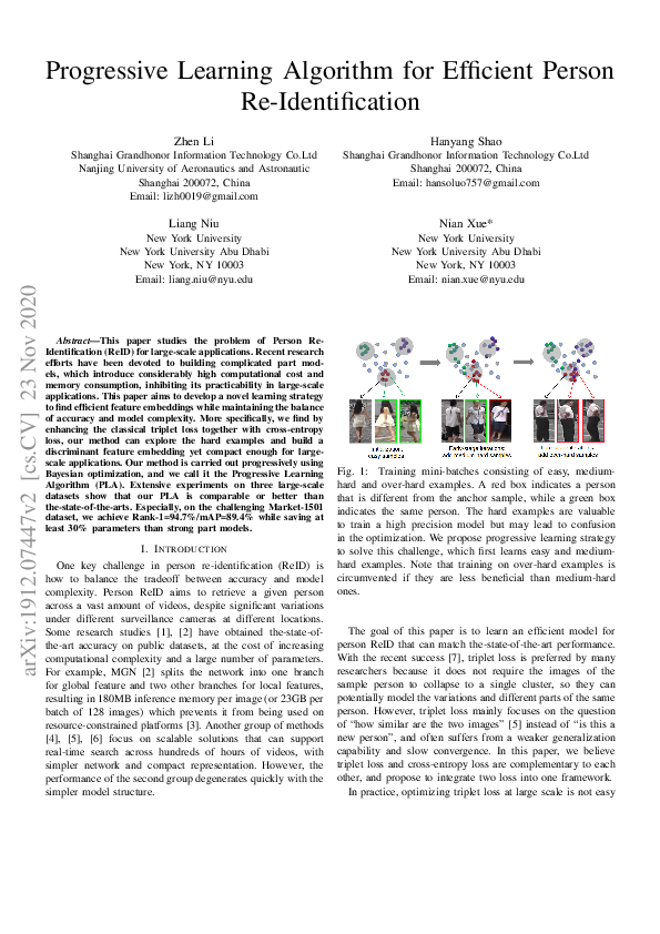(PDF) Progressive Learning Algorithm for Efficient Person Re-Identification