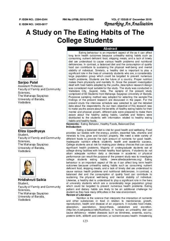 (PDF) A study on the eating habits of the college students
