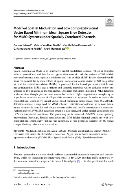 (PDF) Modified Spatial Modulation and Low Complexity Signal Vector ...