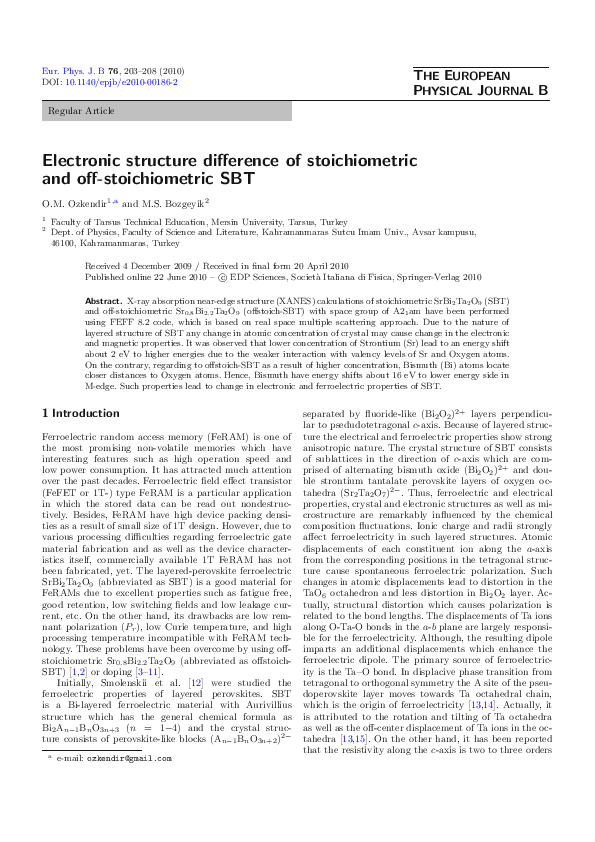 (PDF) Electronic structure difference of stoichiometric and off ...
