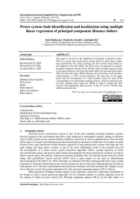 (PDF) Power system fault identification and localization using multiple ...