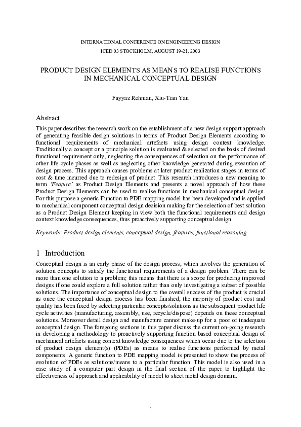 (PDF) Product Design Elements as Means to Realise Functions in ...