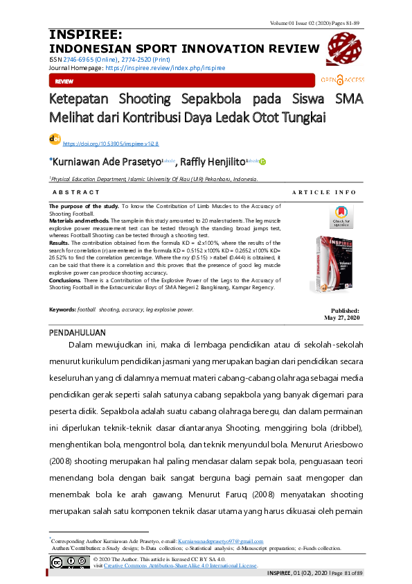 (PDF) Kontribusi Daya Ledak Otot Tungkai Terhadap Ketepatan Shooting ...