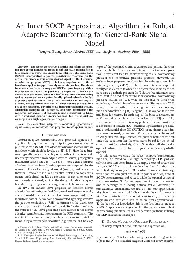 (PDF) An Inner SOCP Approximate Algorithm for Robust Adaptive ...