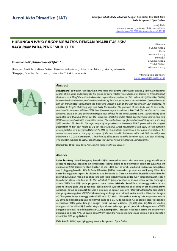 (PDF) Hubungan Whole Body Vibration Dengan Disabilitas Low Back Pain ...
