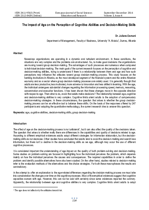 (PDF) The Impact of Age on the Perception of Cognitive Abilities and ...