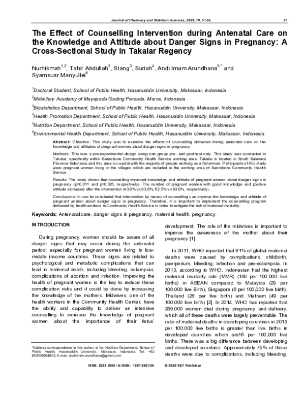 (PDF) The Effect of Counselling Intervention during Antenatal Care on ...