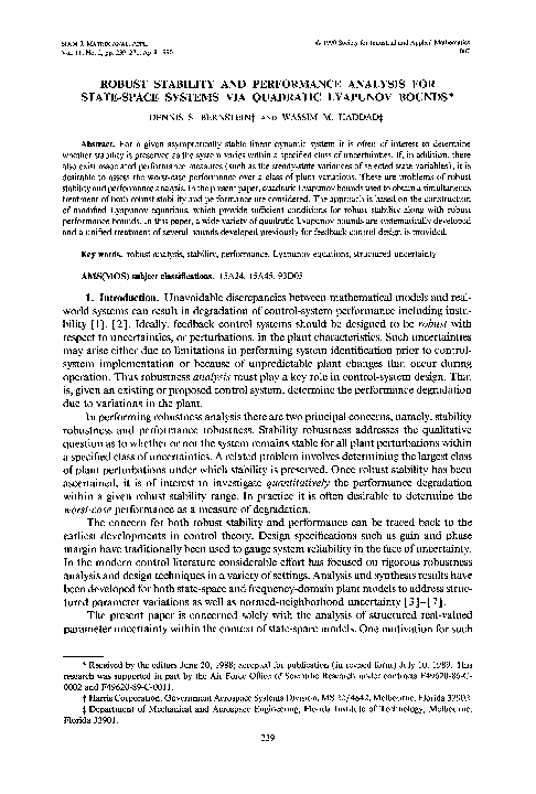 (PDF) Robust stability and performance analysis for state space systems ...