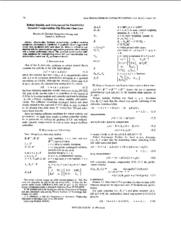 (PDF) Robust stability and performance via fixed-order dynamic ...