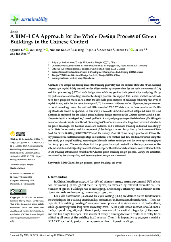 (PDF) A BIM–LCA Approach for the Whole Design Process of Green ...