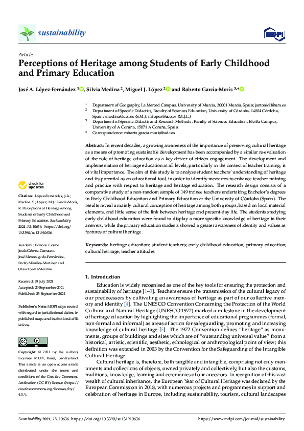 (PDF) Perceptions of Heritage among Students of Early Childhood and ...