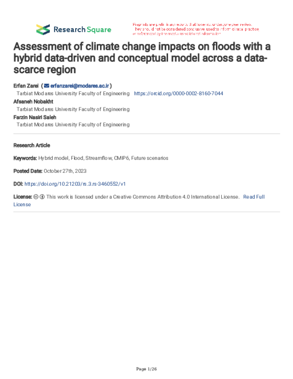 (PDF) Assessment of climate change impacts on floods with a hybrid data ...
