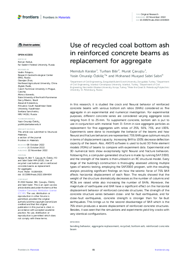 (PDF) Use of recycled coal bottom ash in reinforced concrete beams as ...