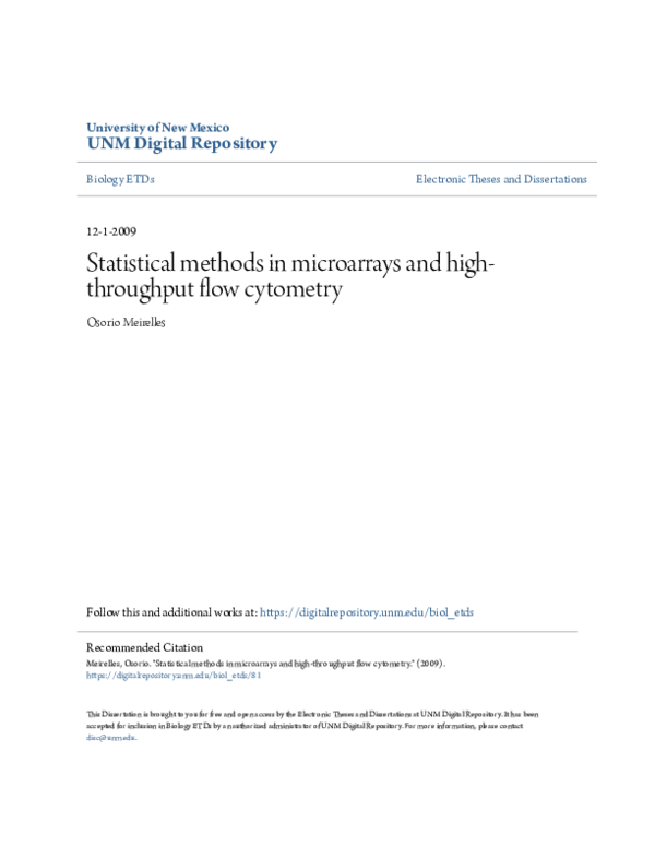 (PDF) Statistical methods in microarrays and high-throughput flow cytometry