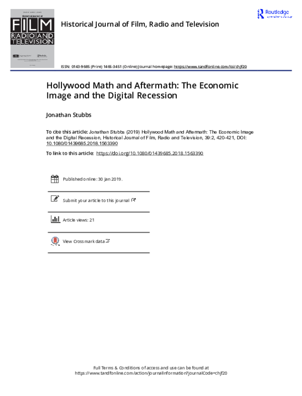 (PDF) Hollywood Math and Aftermath: The Economic Image and the Digital ...