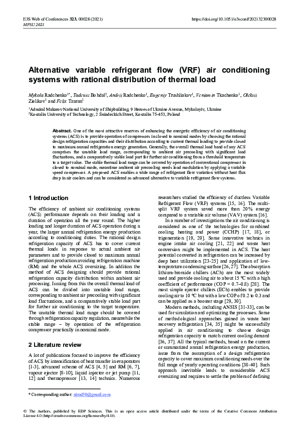 (PDF) Alternative variable refrigerant flow (VRF) air conditioning ...