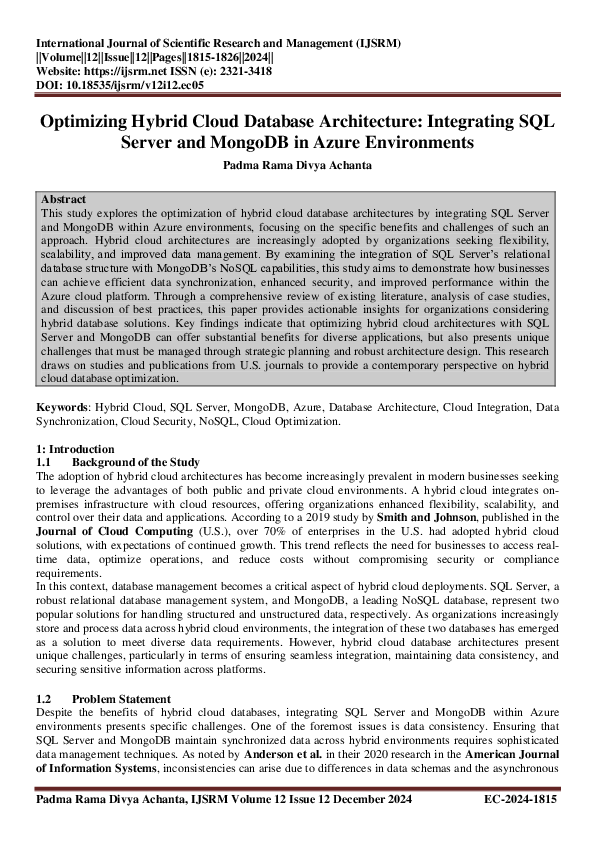 (PDF) Optimizing Hybrid Cloud Database Architecture: Integrating SQL ...
