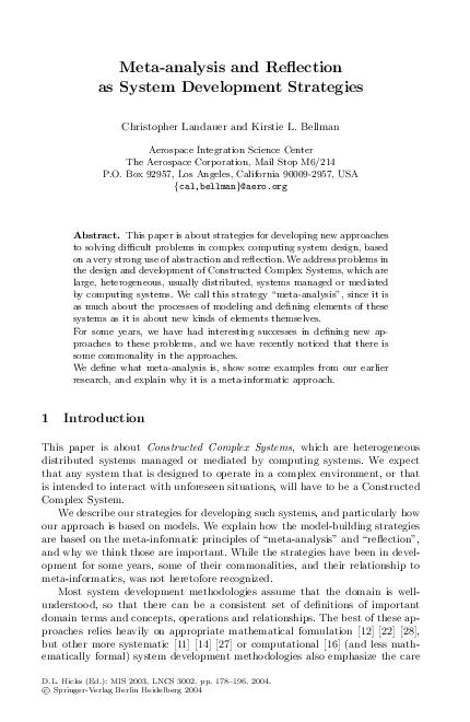 (PDF) Meta-analysis and Reflection as System Development Strategies