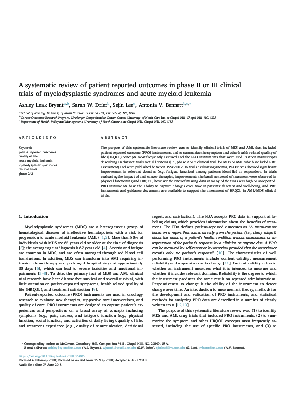 (PDF) A systematic review of patient reported outcomes in phase II or ...