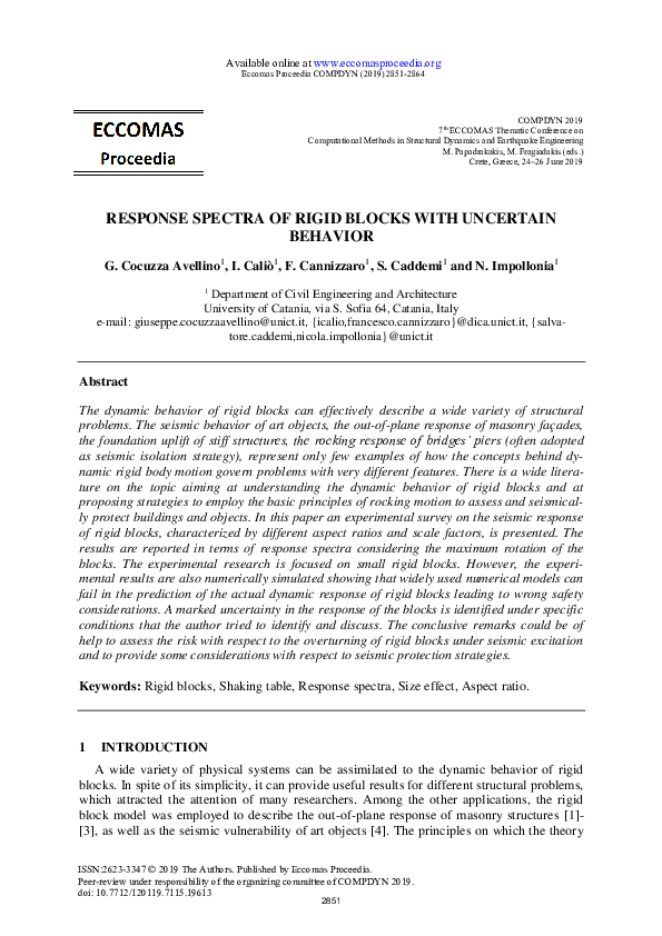 (PDF) Rocking response of rigid blocks to earthquakes