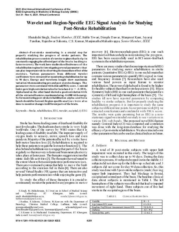 (PDF) Wavelet and Region-Specific EEG Signal Analysis for Studying Post ...