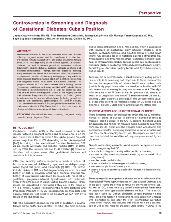 (PDF) Controversies in Screening and Diagnosis of Gestational Diabetes ...