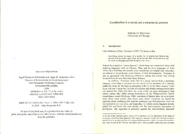 (PDF) Creolization is a social, not a structural, process