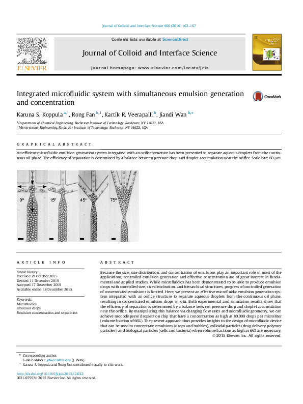 (PDF) Integrated microfluidic system with simultaneous emulsion ...