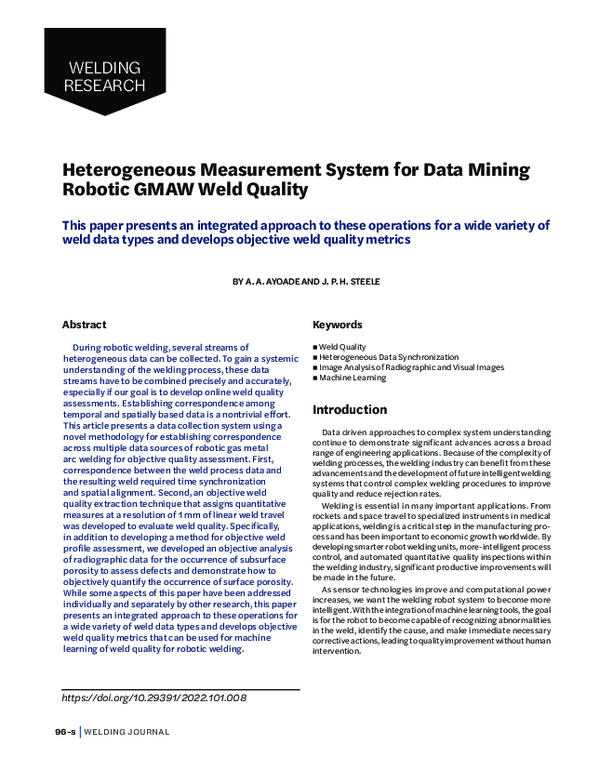 (PDF) Heterogeneous Measurement System for Data Mining Robotic GMAW ...