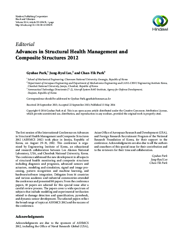 (PDF) Advances in Structural Health Management and Composite Structures ...