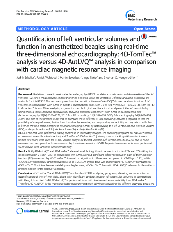 (PDF) Quantification of left ventricular volumes and function in ...