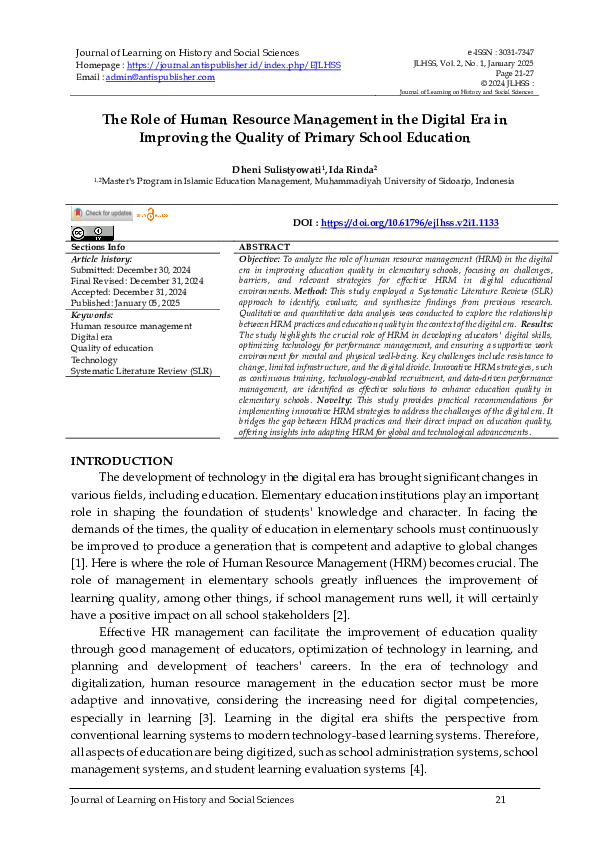 (PDF) The Role of Human Resource Management in the Digital Era in ...