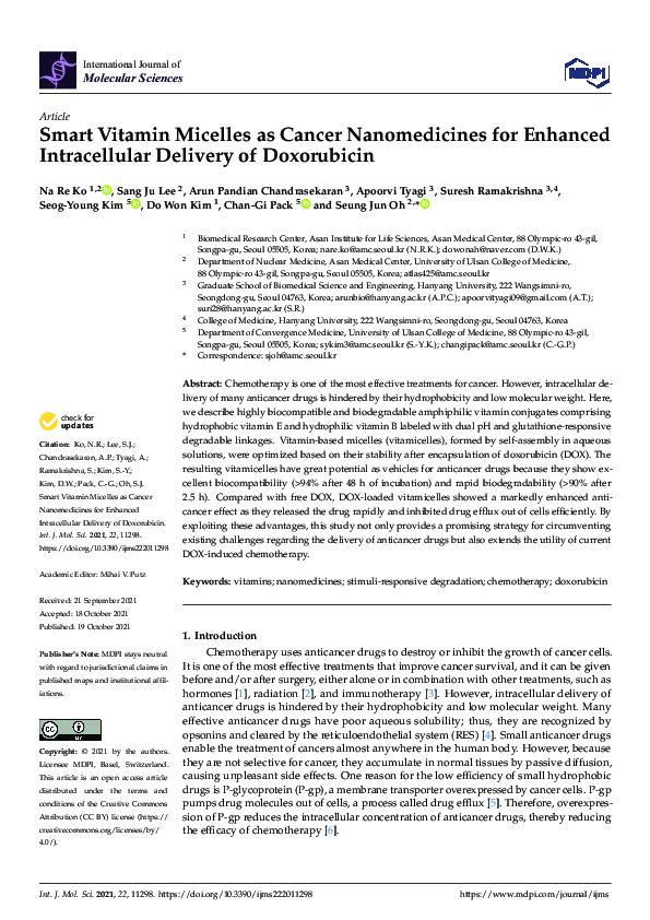 (PDF) Smart Vitamin Micelles as Cancer Nanomedicines for Enhanced ...