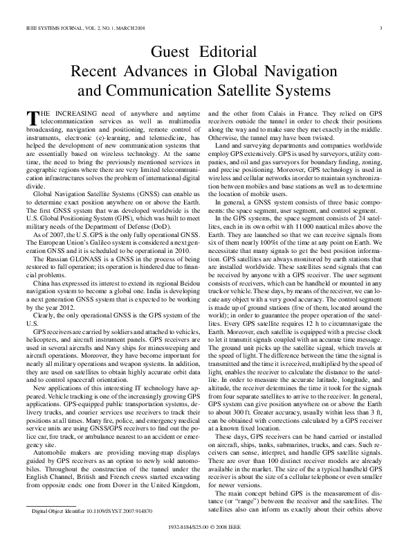(PDF) Guest Editorial Recent Advances in Global Navigation and ...