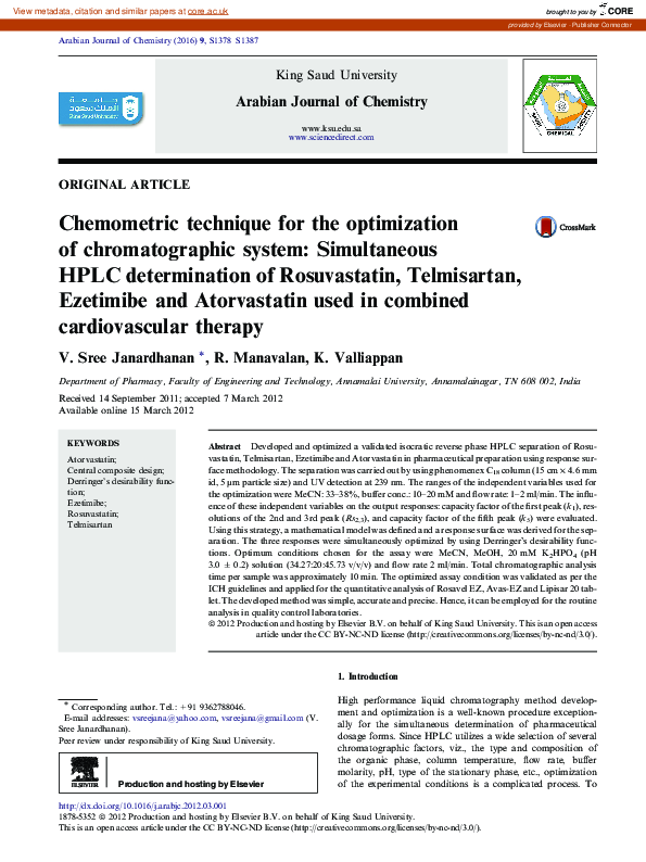 (PDF) Chemometric technique for the optimization of chromatographic ...