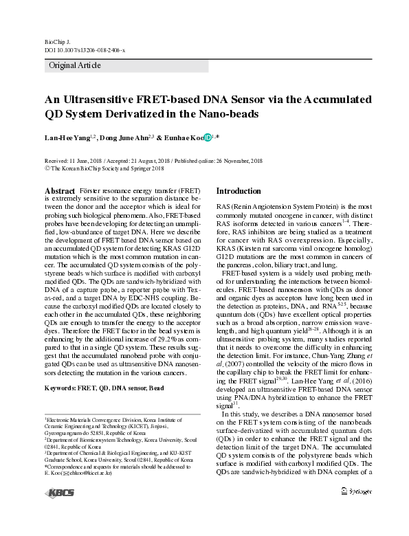 (PDF) An Ultrasensitive FRET-based DNA Sensor via the Accumulated QD ...