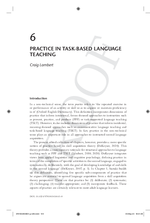 (PDF) (2023) Practice in Task-Based Language Teaching