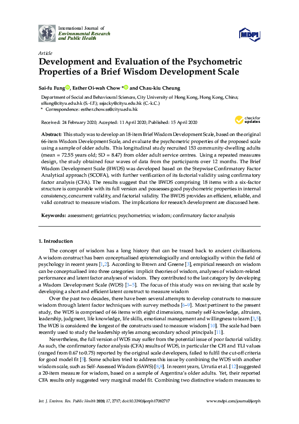 (PDF) Development and Evaluation of the Psychometric Properties of a ...